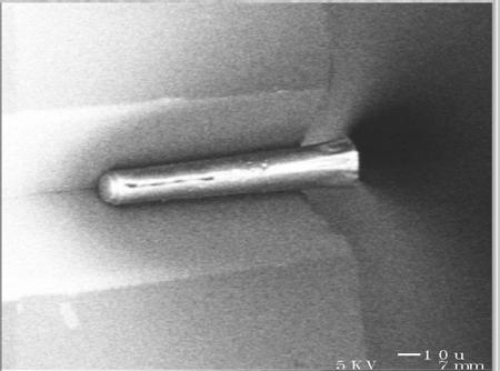 probe tip Bonding of nanocandle in the V-groove with a drop