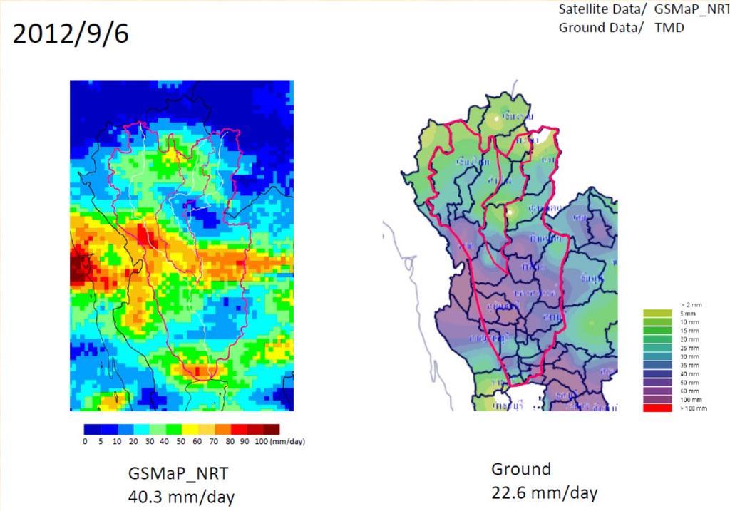 Satellite-monitoring precipitation in the Yom River basin Precipitation(mm/hr) 10 9 8 7 6 5 4 3 2 1 1/30 1/5 1/2