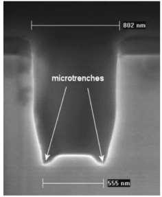 Z. Cui, Nanofabrication: Principles, Capabilities, and Limits, Springer (2008) Micro Trenching Effect Micro-trenching effect is a phenomenon that the etch rate near the trench corner is faster than