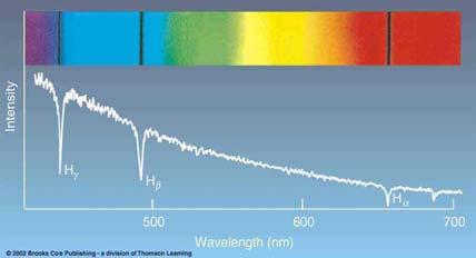 Absorption Spectrum Dominated by Balmer Lines Modern spectra are usually recorded