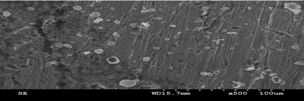 Chem Sci Trans., 2013, 2(4), 1126-1135 1134 Figure 7. SEM images obtained for the mild steel surfaces immersed for 2 h in 1 M HCl (blank acid solution) Figure 8.