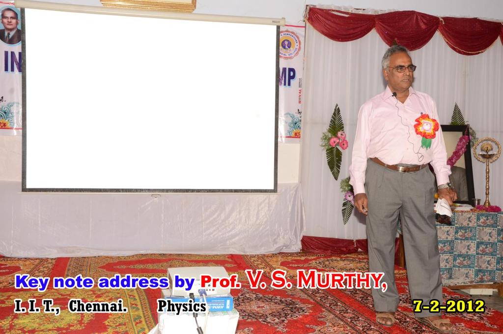 KEY NOTE ADDRESS The key note address was given by Prof. V.S. Murthy, IIT, Chennai who spoke on The Science of Resveratrol Prof.