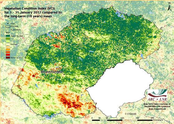 Figure 18 Figure 19: The VCI map for January indicates below-normal vegetation activity