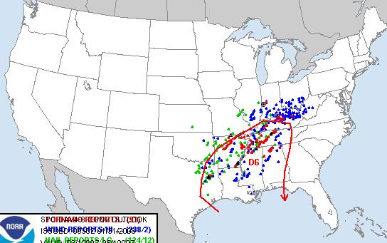 Communication Prior to Outbreak SPC Day 6 Severe Thunderstorm Outlook Issued: Jan.