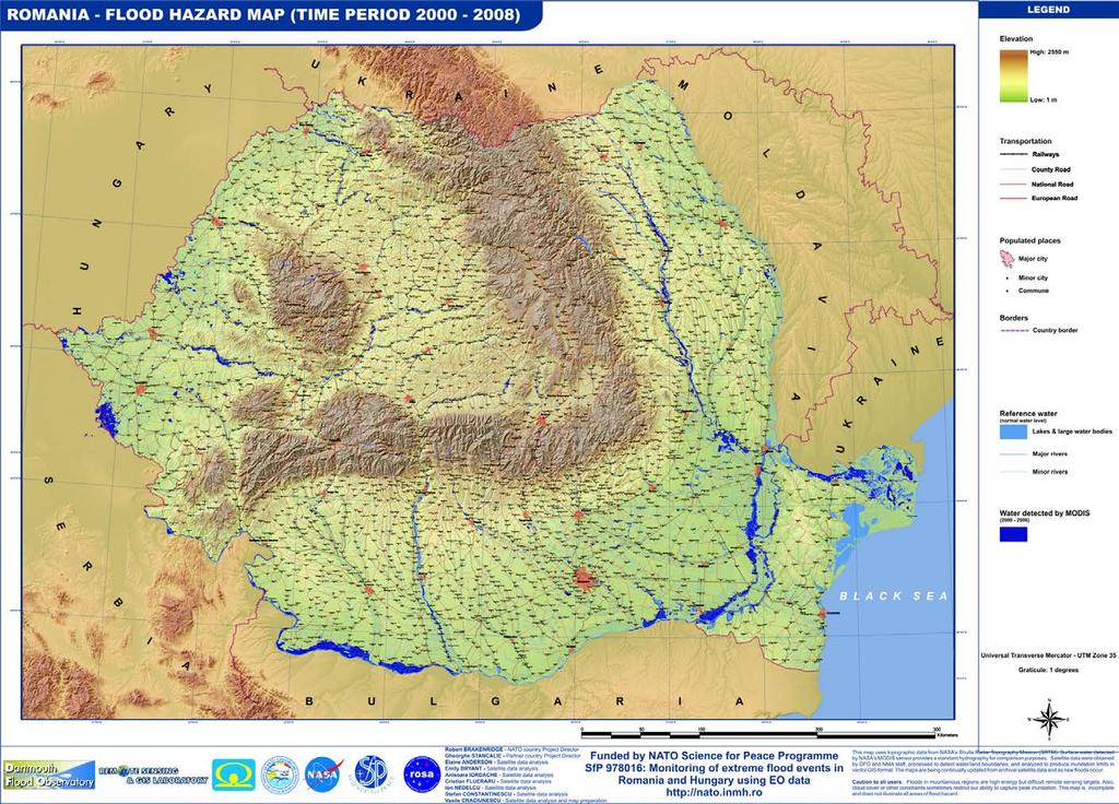 Romania flood hazard map (2000 2015) Since 2000, around 300