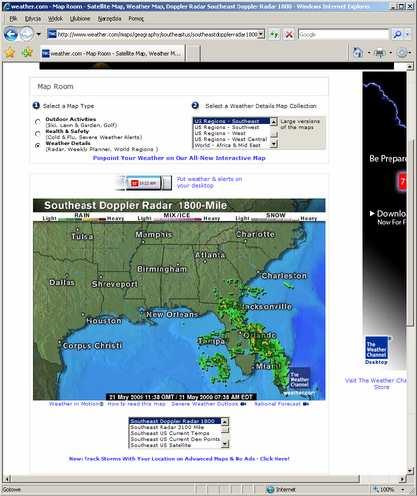 and extracted area, b) www.accuweather.