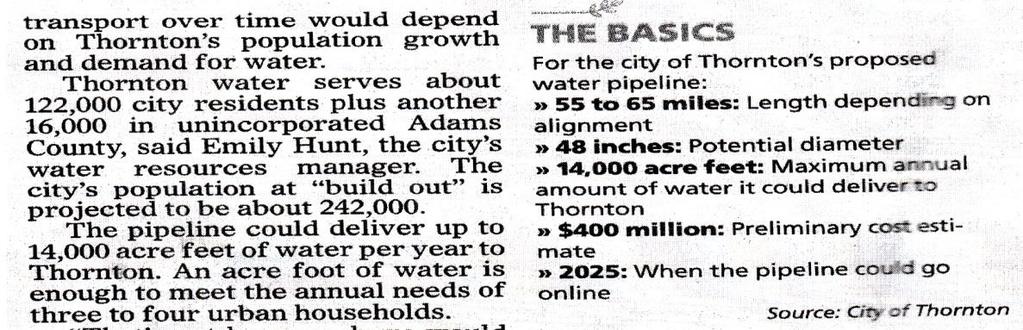 16 26. The City of Thornton may build a pipeline with some details in the 2015 article. a) what is the cost of the pipeline per linear foot?