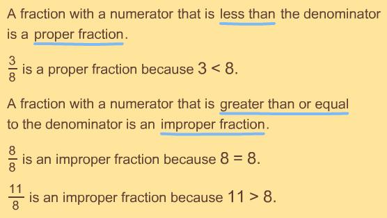 Idea #4 - Recognizing proper and improper fractions is