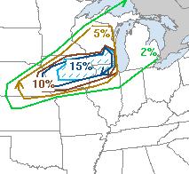 Day 1 Convective Outlook Probability of a Tornado Within