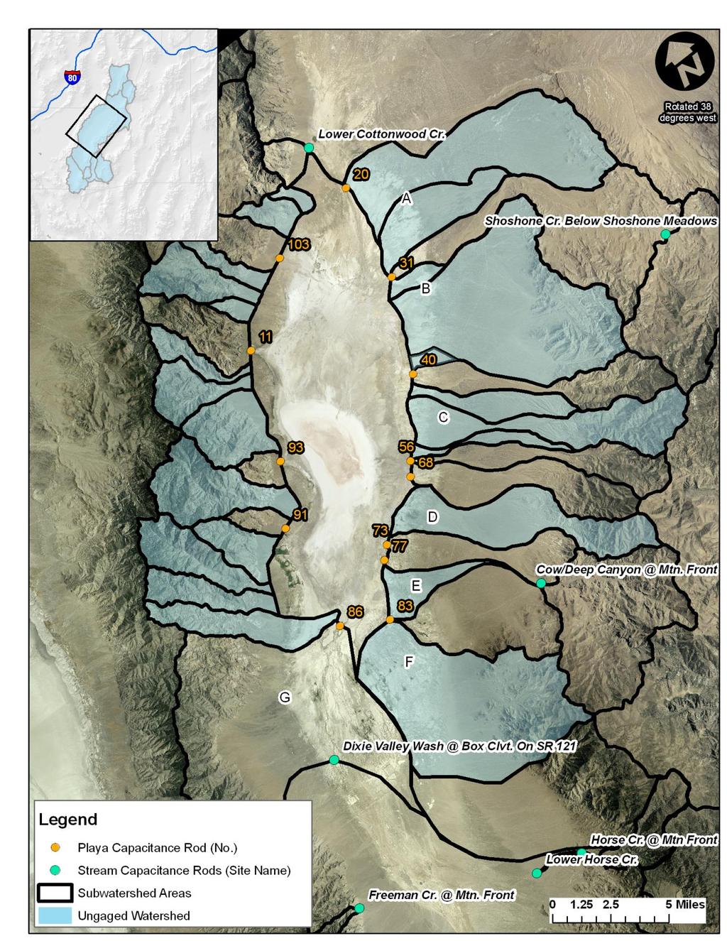 Figure 12: Gaged and ungaged watershed areas tributary to the Dixie