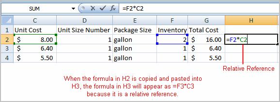 Click on the fourth cell to be included in formula. (D7, for example). Type a close parentheses ). Very Important: Press Enter or click the Enter button on the Formula bar. This step ends the formula.