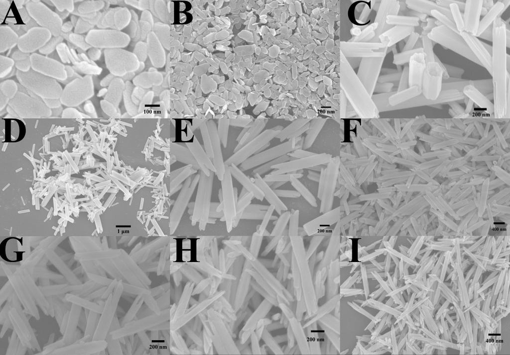 Fig. S3 SEM images of Gd(OH) 3 nanotubes with different amount of NH 3