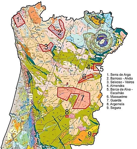 Lithium in Portugal Extract of the geological map of Portugal