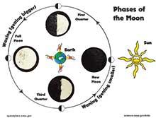 1.E.3A.2 Use data from personal observations to describe, predict, and develop models to exemplify how the appearance of the moon changes over time in a predictable pattern.