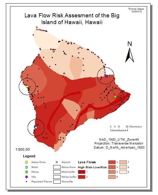 of the higher risk with Milolii being the place of the highest risk from lava flows.