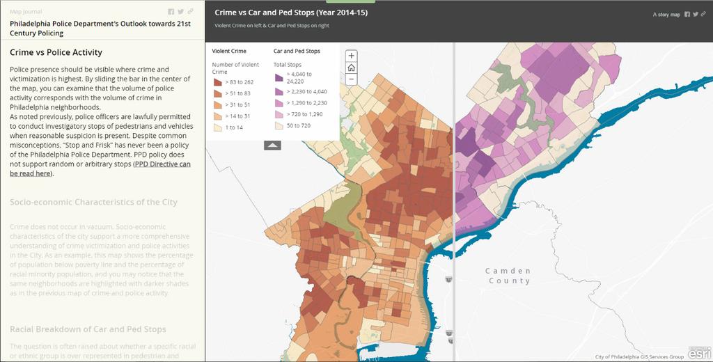 Esri Story Maps With Esri Story Maps, you can highlight community policing efforts, share information about ongoing crime trends, and enlist the public s help in solving a case.