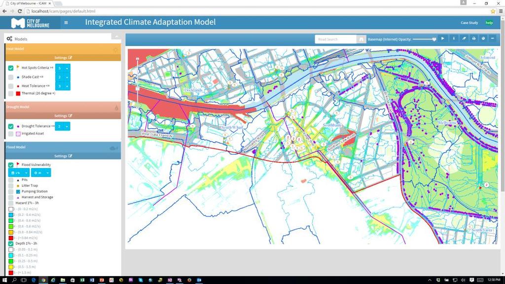 (iv) Web-Interface The main GIS interface of the ICAM is shown in Figure 2.