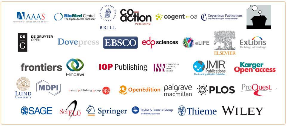 Thanks to all the Library Consortia, Universities and Publishers and our Sponsors for the