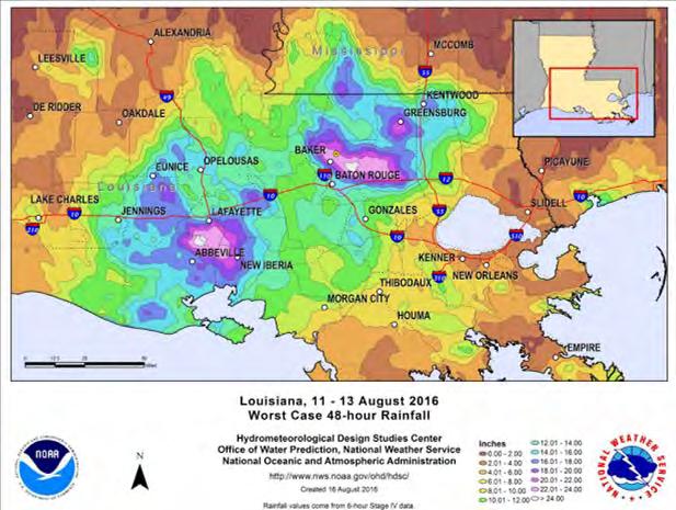 Historic Louisiana Flooding Rains, August 11-13, 2016 22-24 inches in 48-hours near