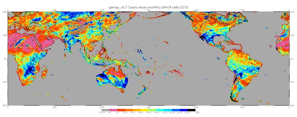 Monthly Mean Precipitation ratio (%) in April, 2015 - CLIMAT