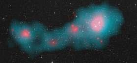 10 24 m: A supercluster of galaxies Most galaxies are clumped into clusters of galaxies, and clusters into superclusters, which are the largest structures known in the Universe.