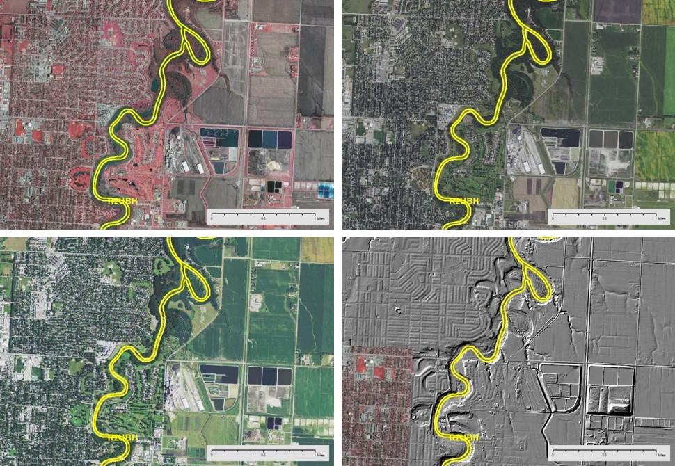 Collateral data include imagery, LiDAR DEM, and DRGs. Both the DRG and the LiDAR products indicate gradient.
