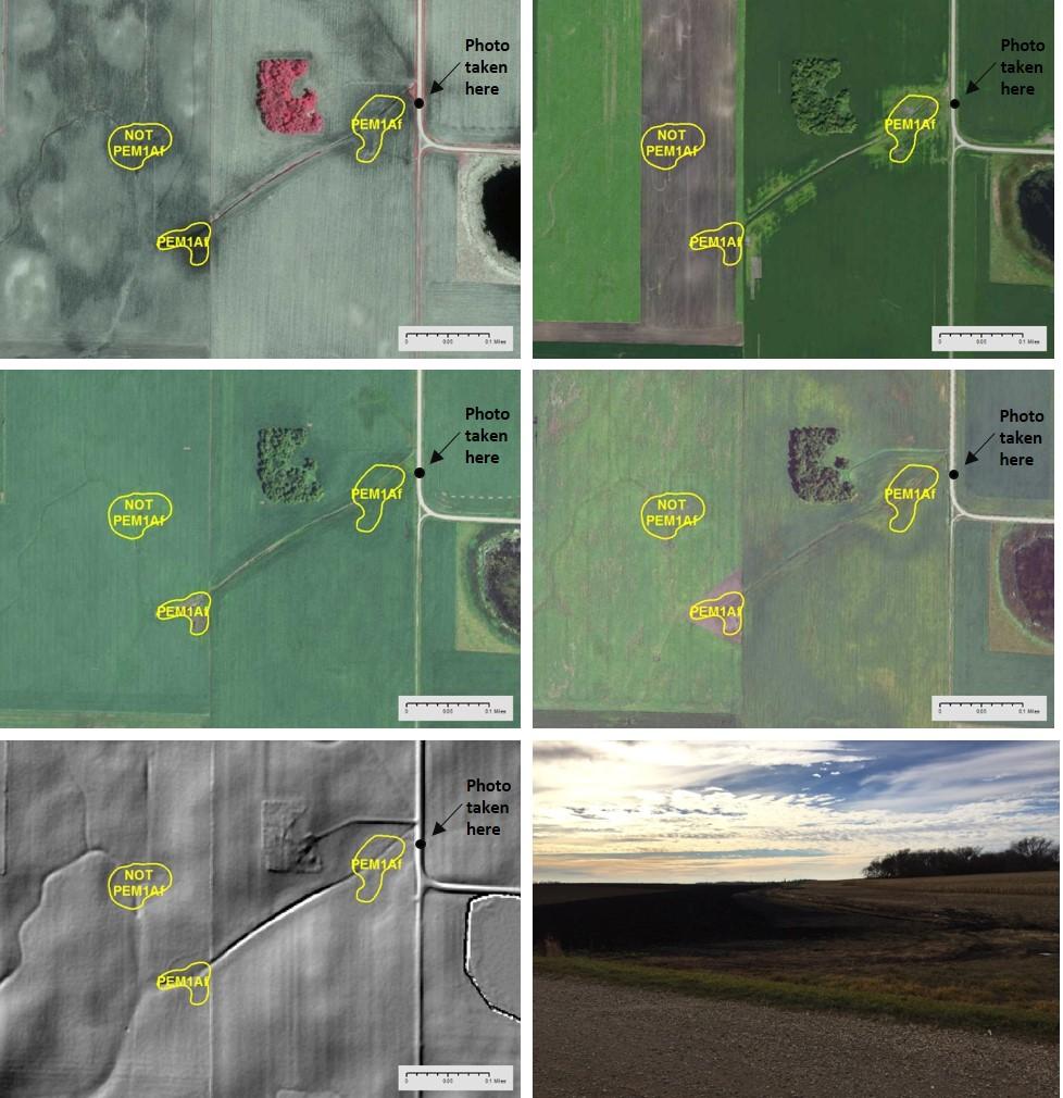 PEM1Af ). When determining boundary locations, the average location of crop stress/drown out/disturbance should be used, not necessarily the dark soil signature boundary on the CIR imagery. Figure 37.
