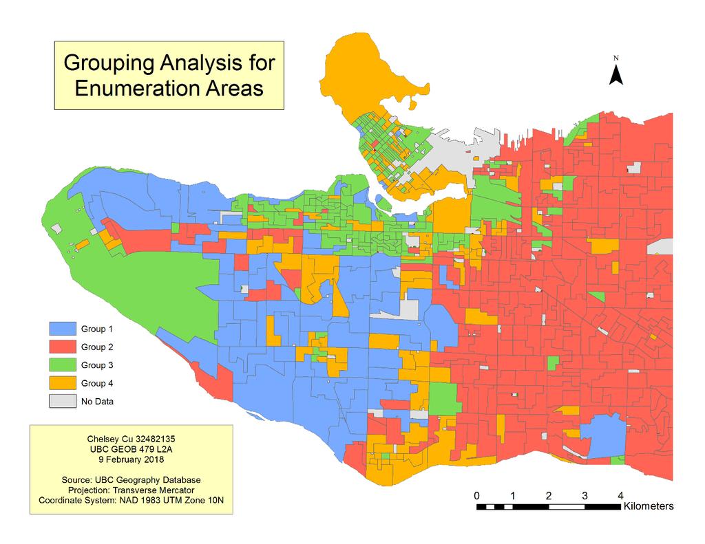 GEOGRAPHICALLY WEIGHTED REGRESSION 8 Figure 4. Grouping Analysis for Enumeration Areas. This map corresponds with the categories laid out in Table 1.