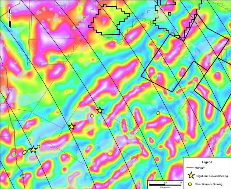 Hook-Carter Property Image: Local phase of the residual total magnetic field ALX ALX An observation has been made that deposits in the PLS district are located at the cross-cutting structures along