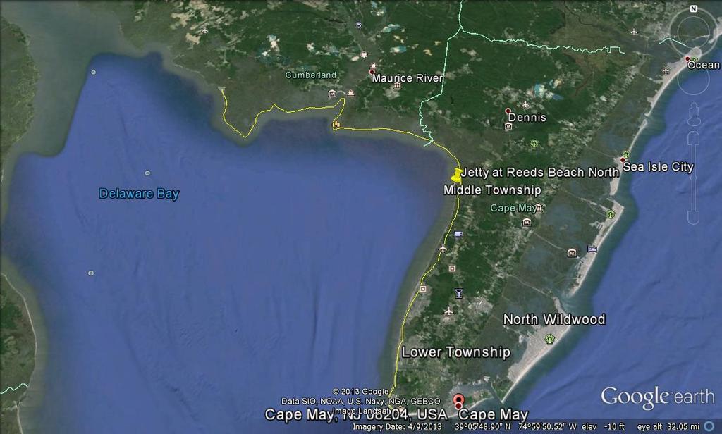 Google map of Delaware Bay, NJ