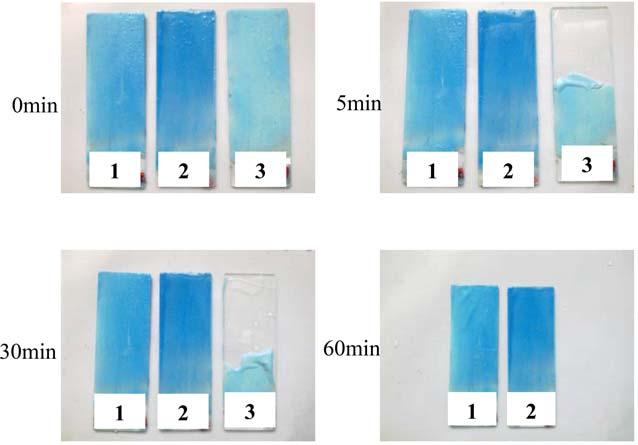 SYNTHESIS AND PHOTOSENSITIVE PROPERTIES 85 Figure 10. Acid resistance of UV cured film on glass in different system (1) HHPA/HEA, (2) PA/HEA, and (3) BA/HEA. 3.8. Stripping film in alkali aqueous solution Good properties for stripping film after the etching process can earn more time to promote industrial productivity.