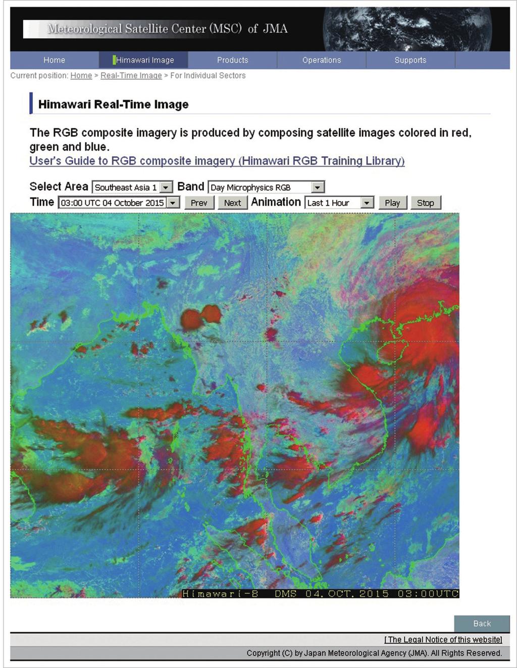 174 Journal of the Meteorological Society of Japan Vol. 94, No. 2 Fig. 15. MSC website for provision of RGB composite images from Himawari-8 to users of SWFDP and SWFDDP of WMO/CBS.