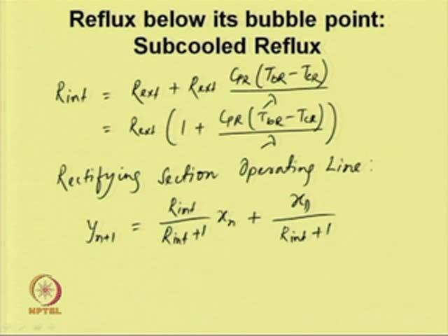So, the internal liquid flow rate L which is L is equal to L naught plus L naught CPR, M R into TBR minus TCR divided by M R lambda. So this M R, M R will cancel out.