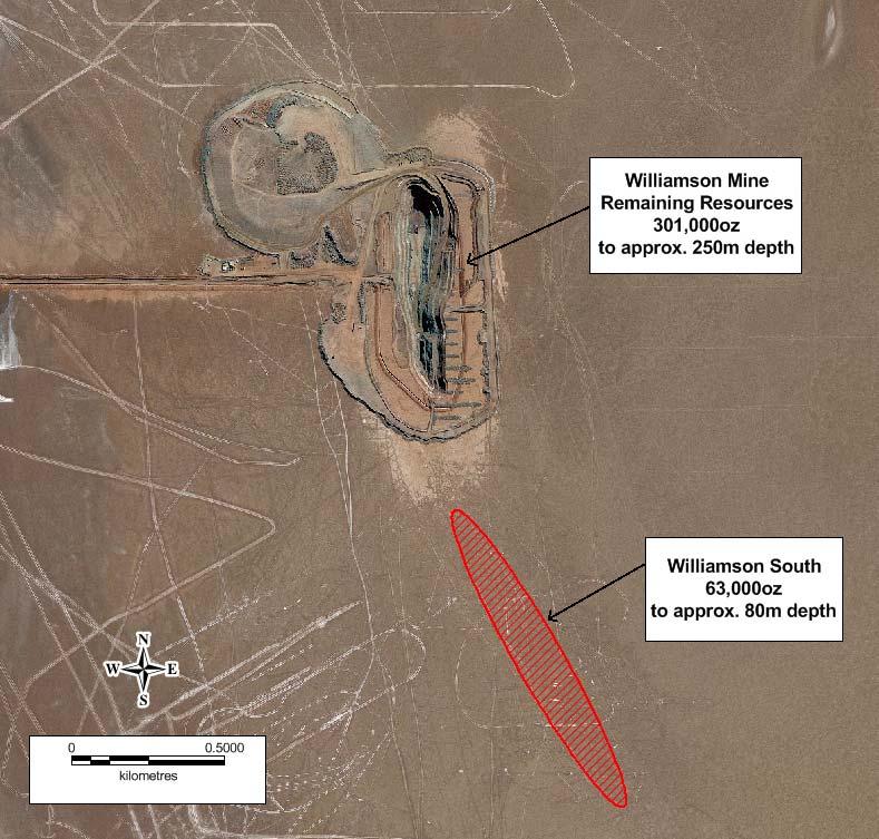 Williamson Mine and Williamson South Resource. The Williamson South deposit lies only 500m south of Williamson and strikes over 1.5km.