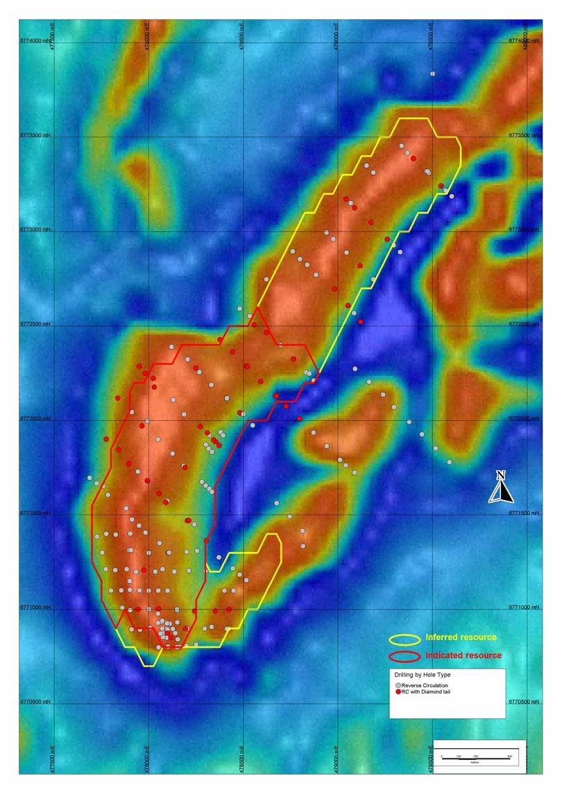Figure 3: All drill hole locations, Resource Model boundaries draped over Magnetic Image Davis Tube Recovery and Concentrate Grade In addition to the whole rock Resource Model discussed above, RSG