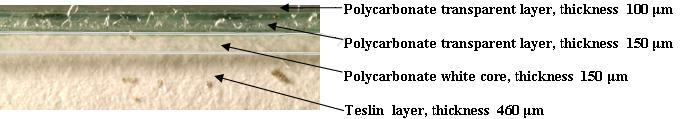 layer by fusion or applying gluing materials and other). In Fig. 3 an example of the data sheet which was mechanically damaged with the sequent efforts to restore its primary state is presented.