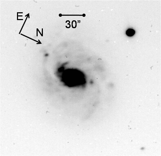 2 FIG. 1: Class II Seyfert galaxy M77 (NGC 1068) in B band from Mees telescope. Four co-added 5-minute exposures. Observed 10 Oct 2008.