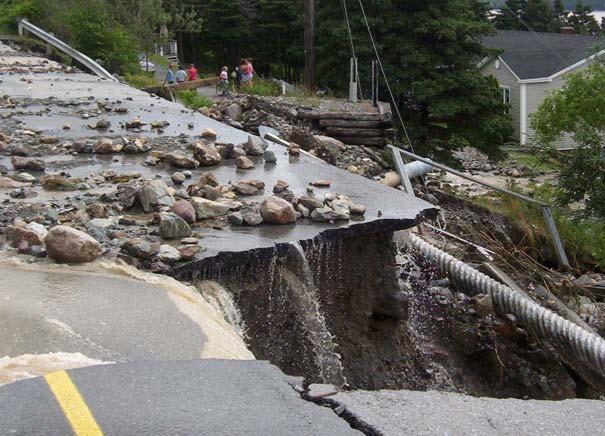 The area has been subject to flooding events, partially and temporarily blocking culverts (with designs based on 1:100 year water flows) and water build-up along the upslope of the road.