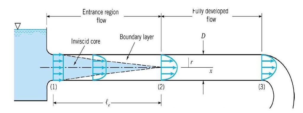 Figure1: Mechanism of internal flow influenced by any edge effects arising from the entrance region.