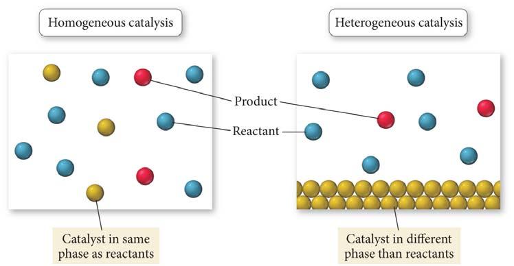 Catalysts Catalysts work by providing an alternative mechanism for the reaction with a lower activation energy.