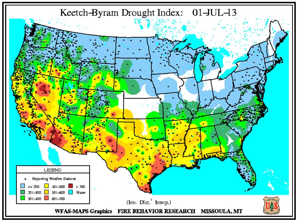 Figure 1.1: Keetch-Byram Drought Index History Since the adoption of the prior Hazard Mitigation Plan the occurrence of drought has remained a serious threat to the citizens of Laurens County.