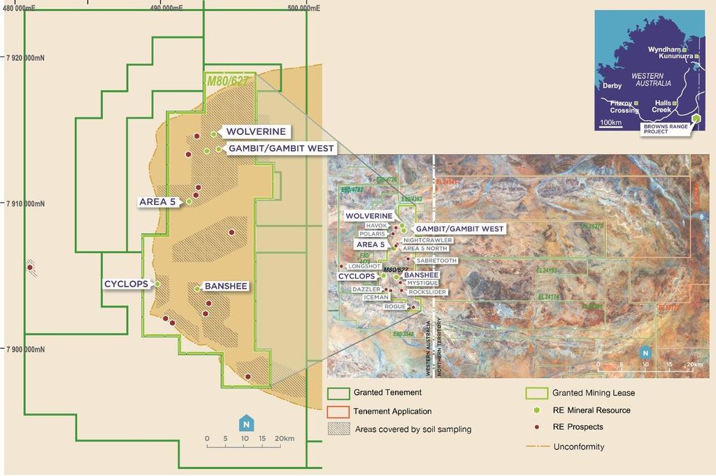 Figure 1 Browns Range Project Location of deposits and exploration targets METHODOLOGY Wolverine The Wolverine Exploration Target is based upon a robust geological model and extrapolation of the