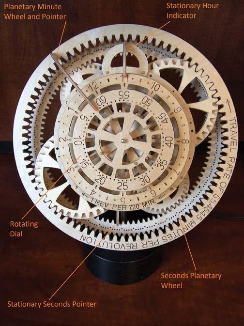 In addition to showing the minutes and hours, the Illogical also has an additional set of planetary gears and a planetary seconds ring.