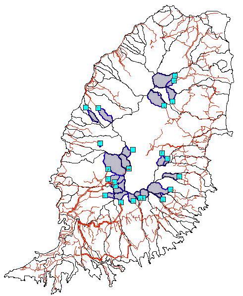 Most catchments located at high elevations; high rainfall Water yield is function of catchment area and