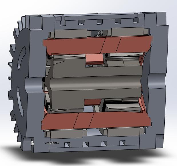 42 Fig.3.2. shows the water jacket applied to this machine. Besides the water jacket attached to the stator iron, the end caps also have fins to enhance the natural convection.