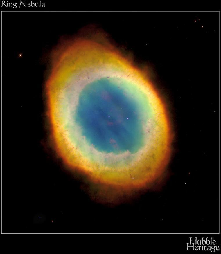 Ring nebula (M57, NGC 6720) T =120,000 K Blue: He