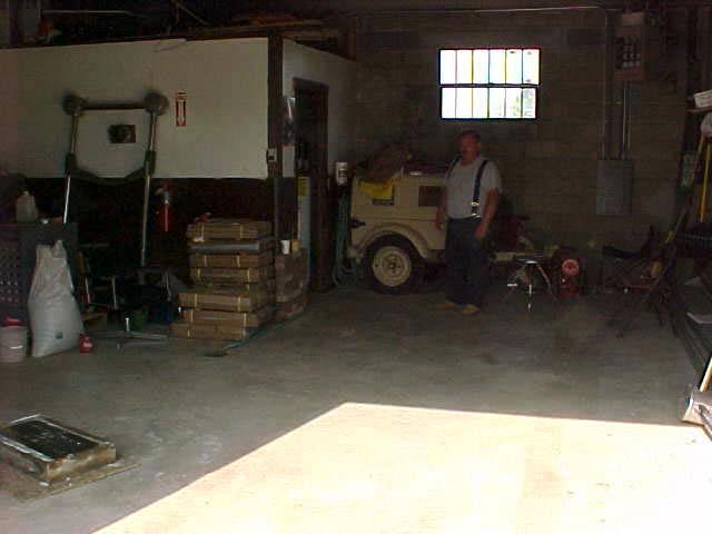 This garage bay is the cemetery maintenance area.