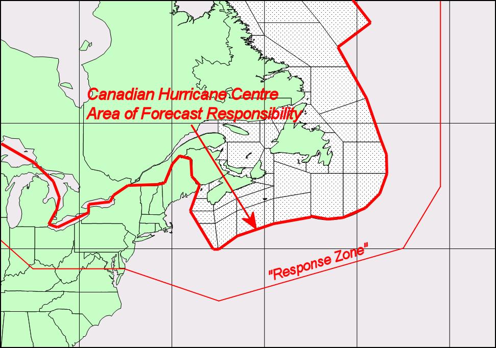 Canadian Hurricane Center Response Zone On average, 1 or 2 storms directly affect
