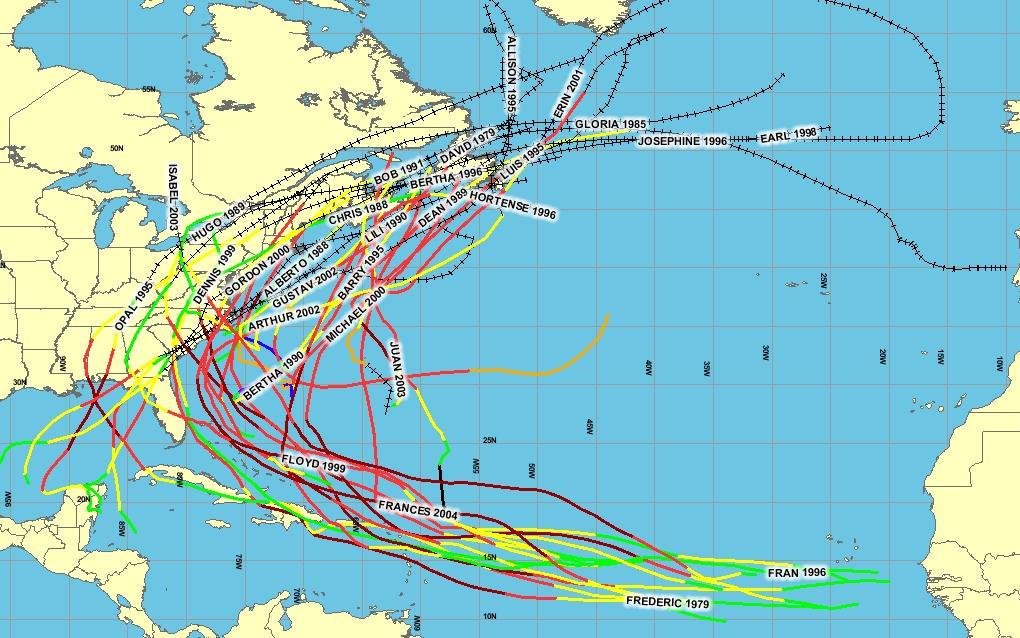 Figure 1: All 32 storm tracks (1979-2004)