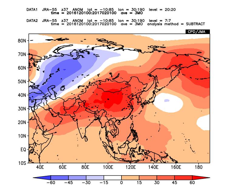 (hpa) (m) SLP Z500 Figure 24 Three-month mean anomalies of 300 850-hPa height difference